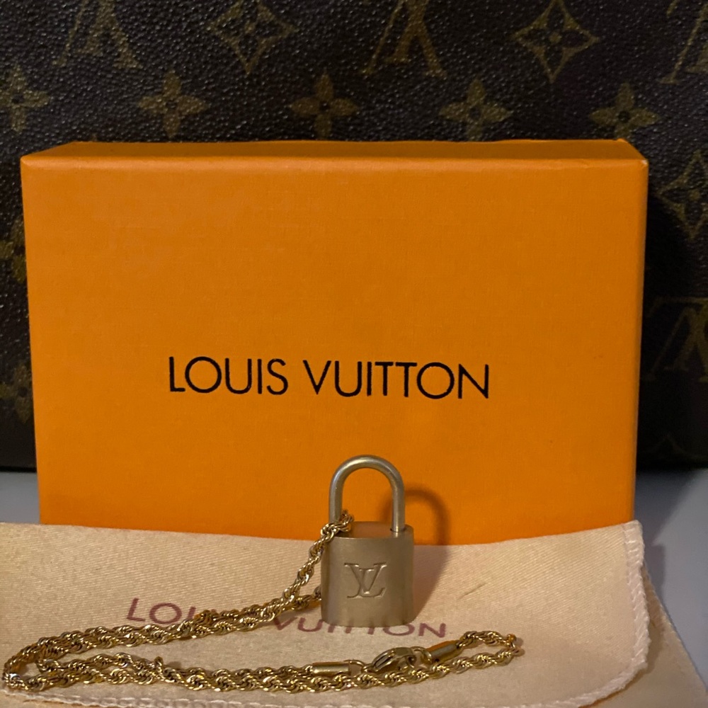 Louis Vuitton lock and 14k gold plated necklace